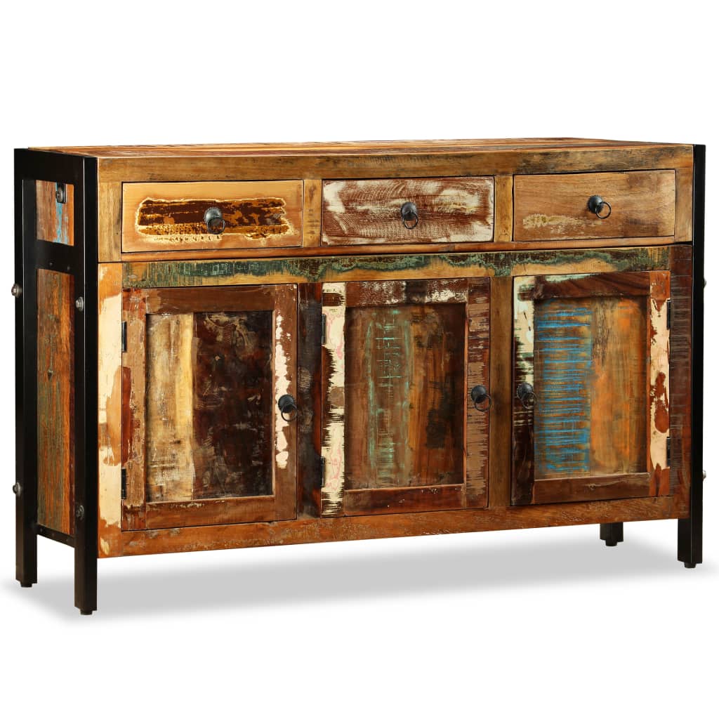 Aparador de madeira reciclada maciça 120x35x76 cm