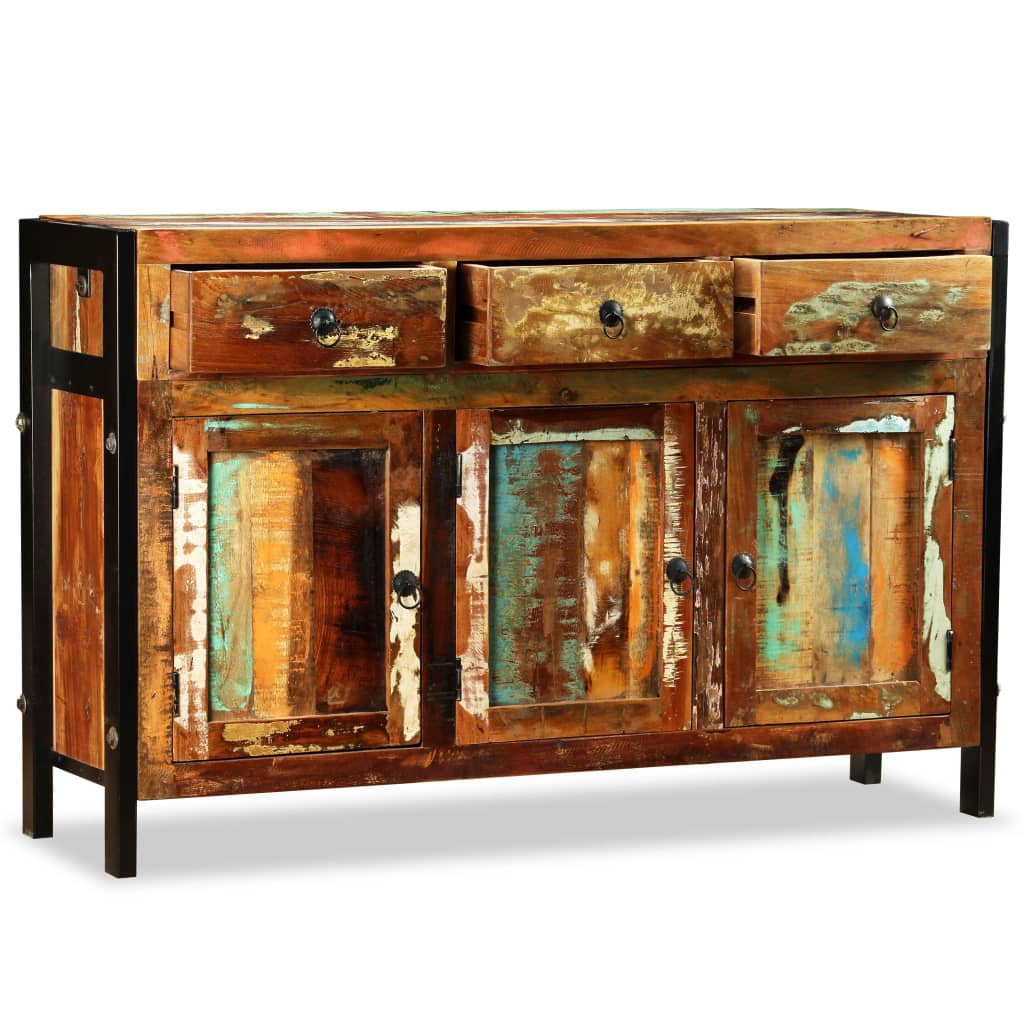 Aparador de madeira reciclada maciça 120x35x76 cm