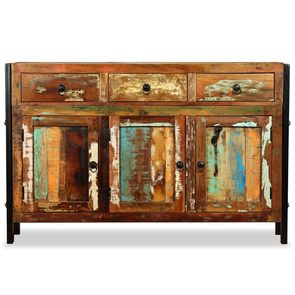 Aparador de madeira reciclada maciça 120x35x76 cm