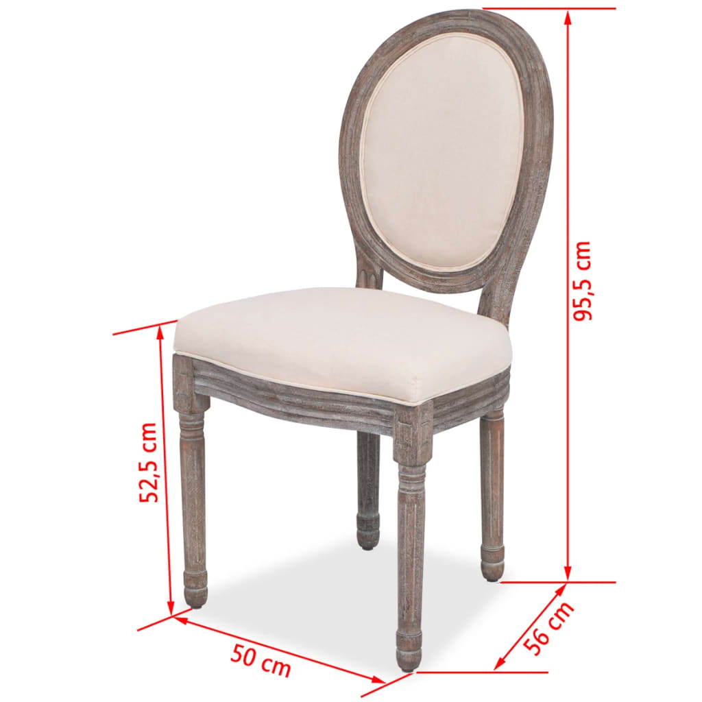 Cadeiras de jantar 4 pcs tecido cor creme