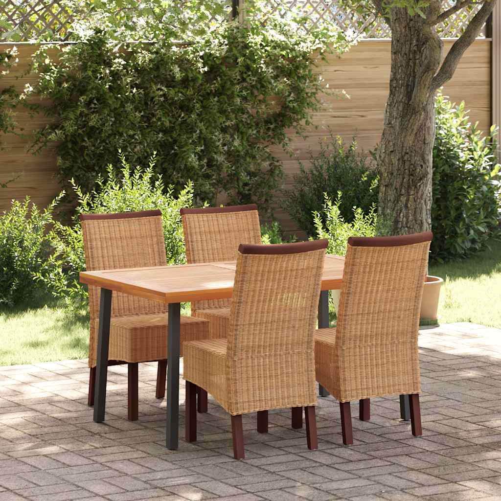 Cadeiras de jantar 4 pcs vime genuíno castanho