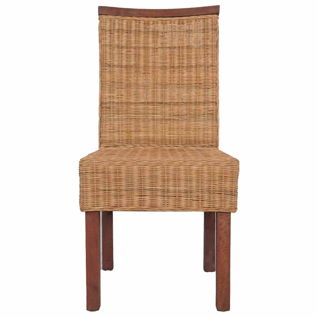Cadeiras de jantar 4 pcs vime genuíno castanho
