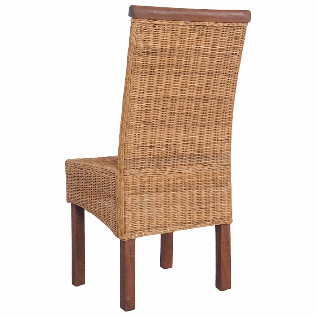 Cadeiras de jantar 4 pcs vime genuíno castanho