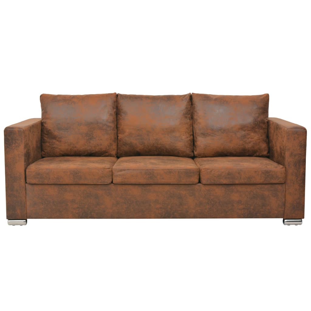 Sofá de 3 lugares 191x73x82 cm camurça artificial
