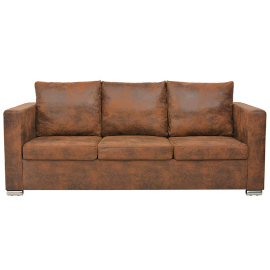 Sofá de 3 lugares 191x73x82 cm camurça artificial