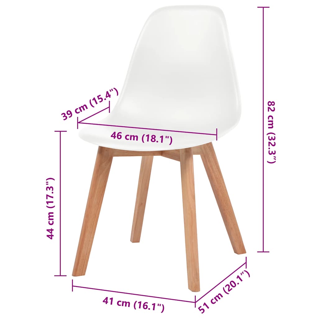 Cadeiras de jantar 6 pcs plástico branco