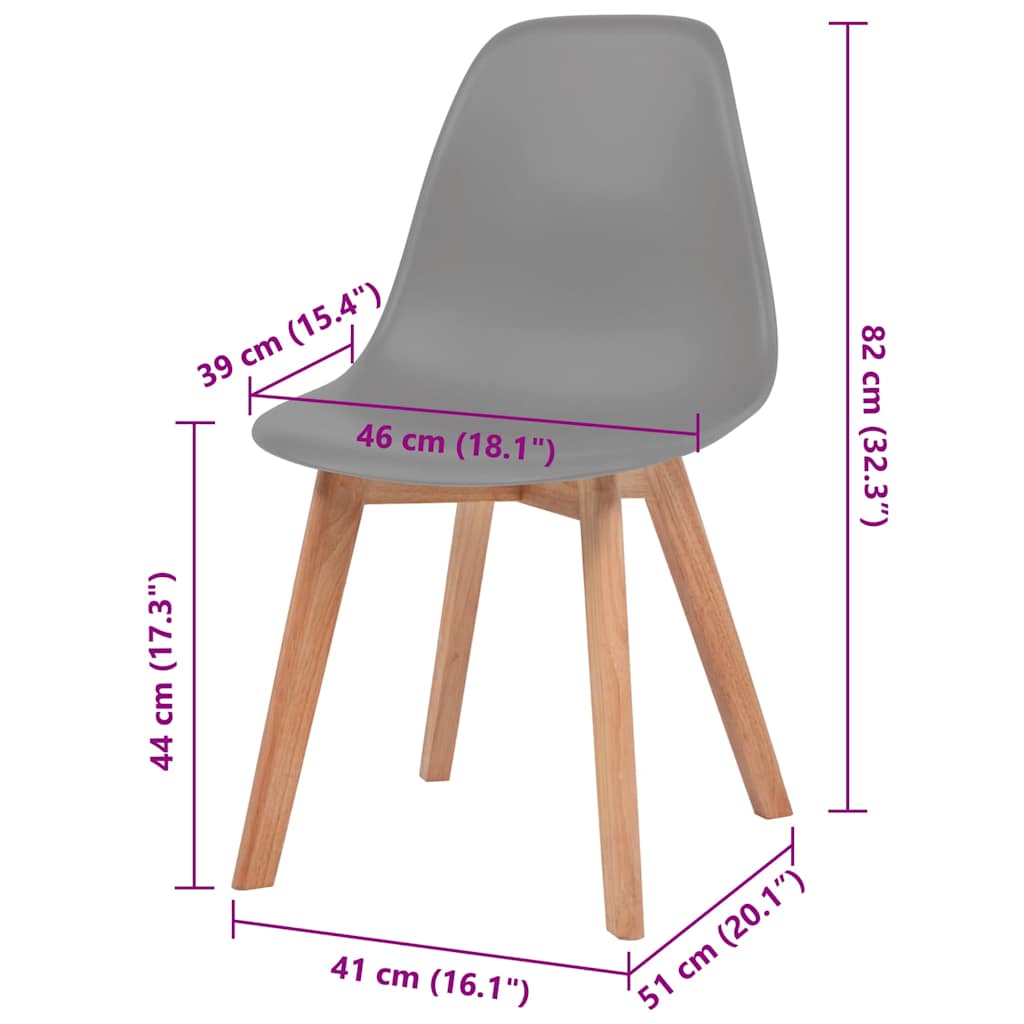 Cadeiras de jantar 6 pcs plástico cinzento