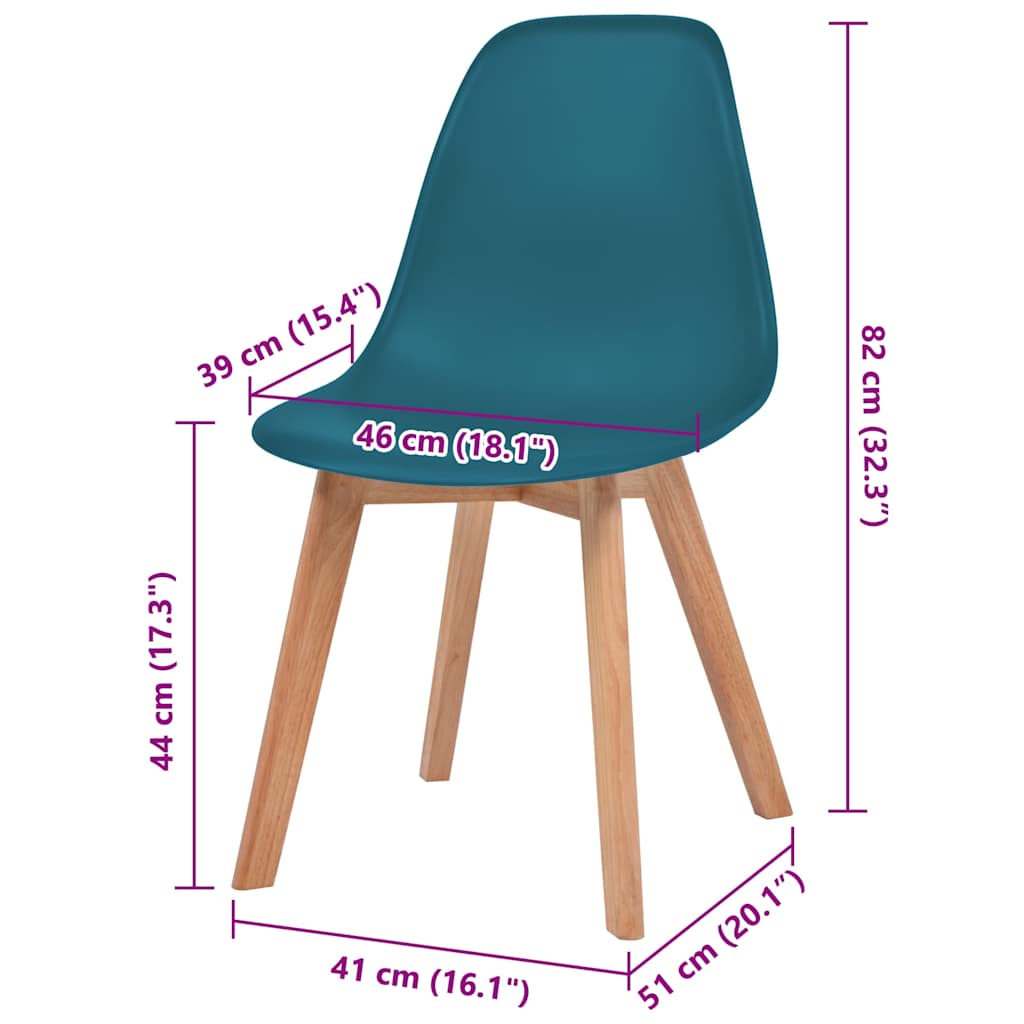 Cadeiras de jantar 6 pcs plástico turquesa