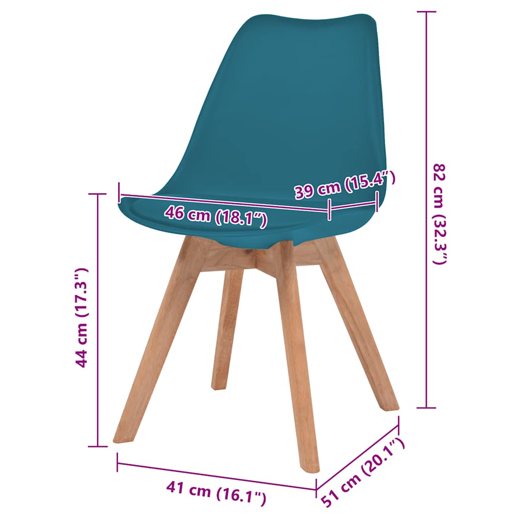 Cadeiras de jantar 4 pcs plástico turquesa