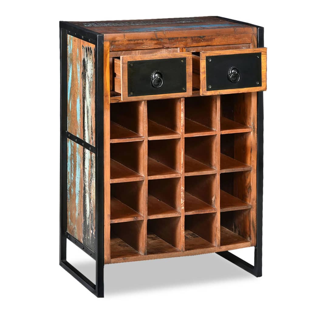 Garrafeira para 16 garrafas madeira reciclada maciça