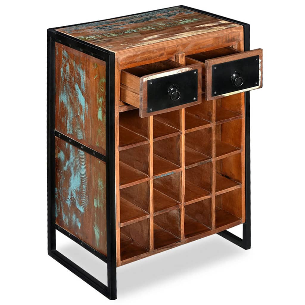 Garrafeira para 16 garrafas madeira reciclada maciça