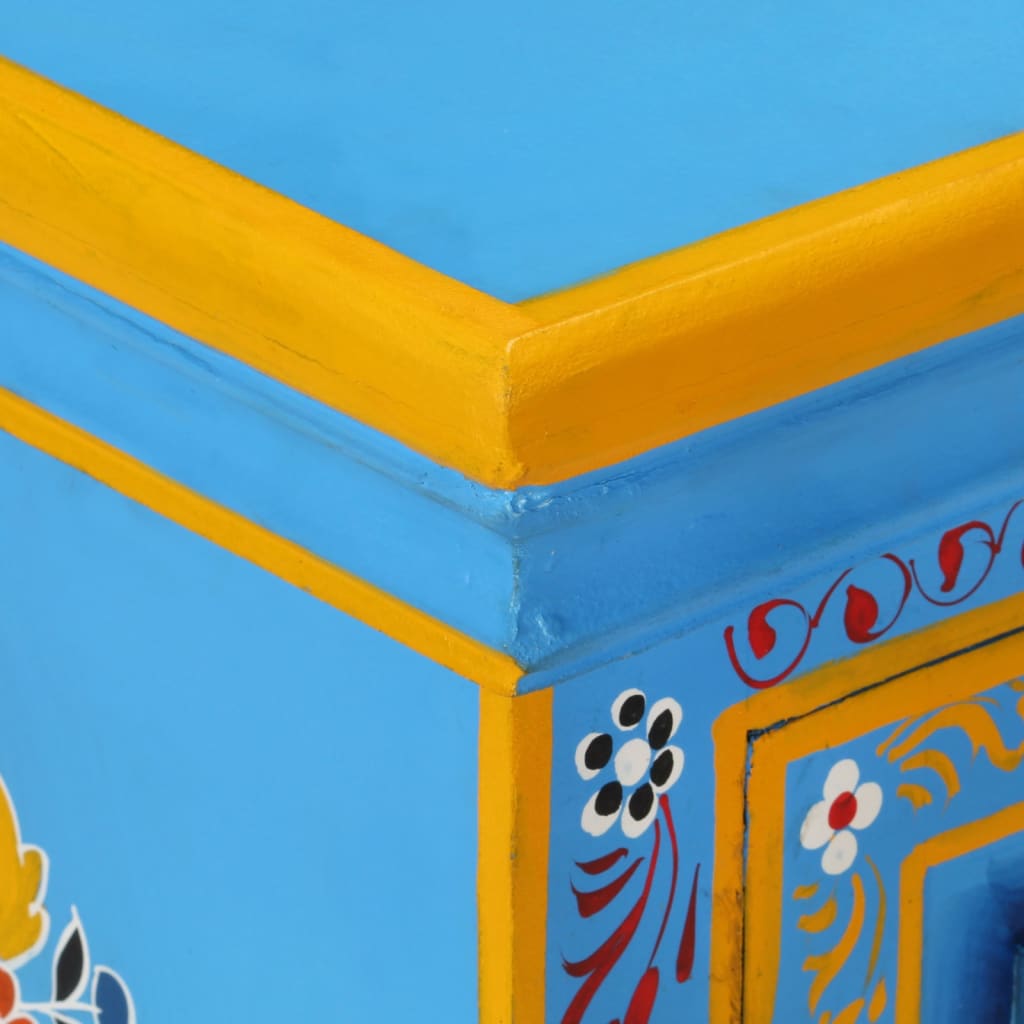 Aparador em madeira mangueira maciça turquesa pintado à mão
