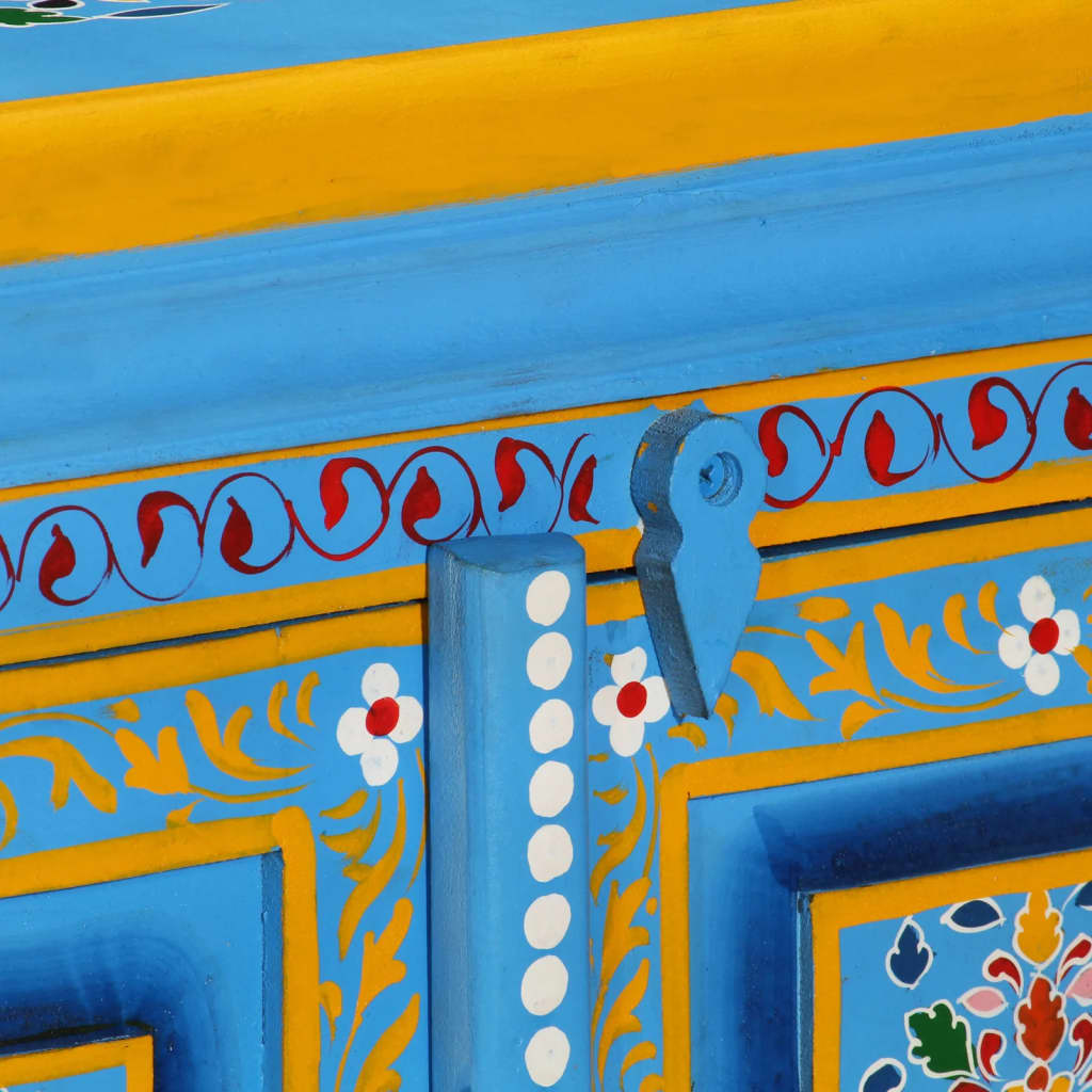 Aparador em madeira mangueira maciça turquesa pintado à mão