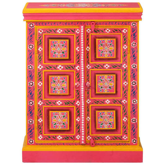 Aparador em madeira mangueira maciça rosa pintado à mão