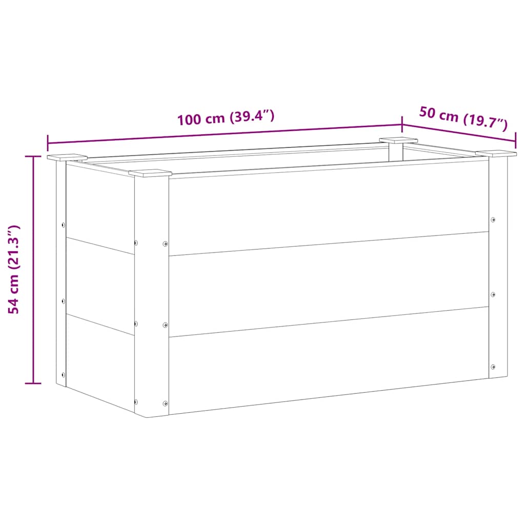 Canteiro elevado para jardim WPC 100x50x54 cm cinzento