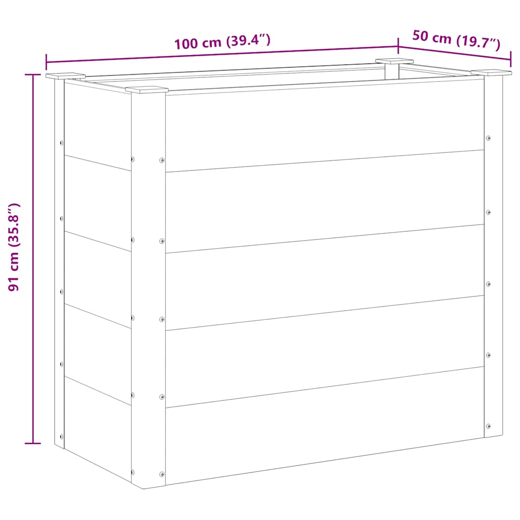 Canteiro elevado para jardim WPC 100x50x91 cm cinzento