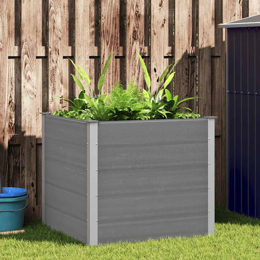 Canteiro elevado para jardim WPC 100x100x91 cm cinzento