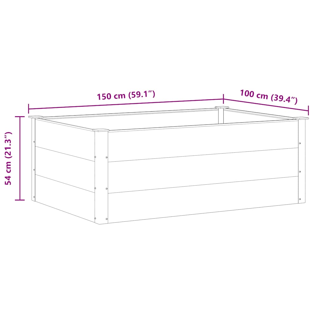 Canteiro elevado para jardim WPC 150x100x54 cm cinzento