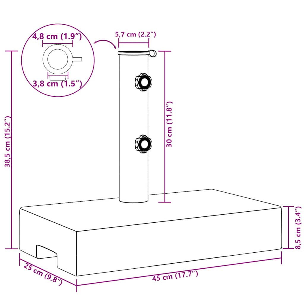 Base para guarda-sol em granito retangular 25 kg