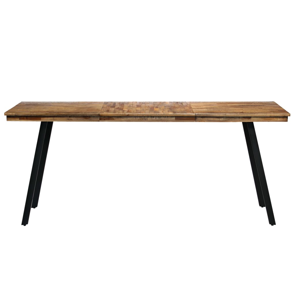 Mesa de jantar madeira de teca recuperada e aço 180x90x76 cm