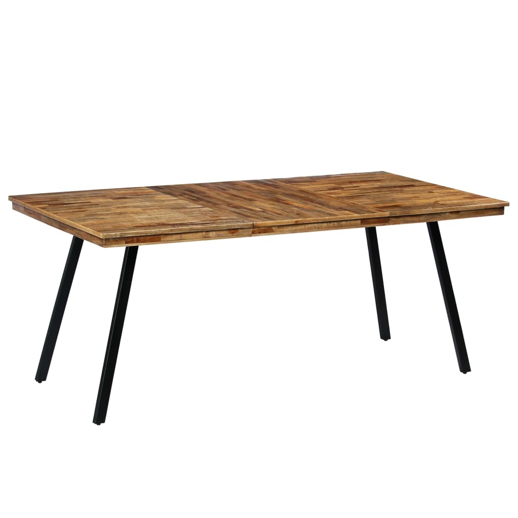 Mesa de jantar madeira de teca recuperada e aço 180x90x76 cm