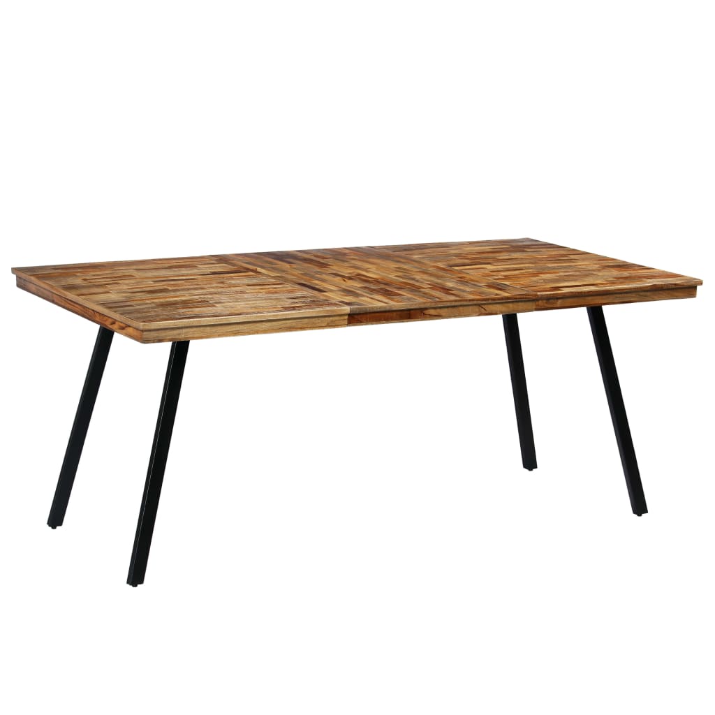 Mesa de jantar madeira de teca recuperada e aço 180x90x76 cm