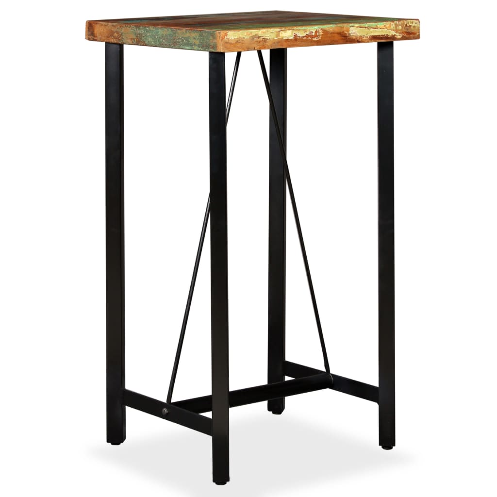 Mesa de bar em madeira recuperada maciça 60x60x107 cm