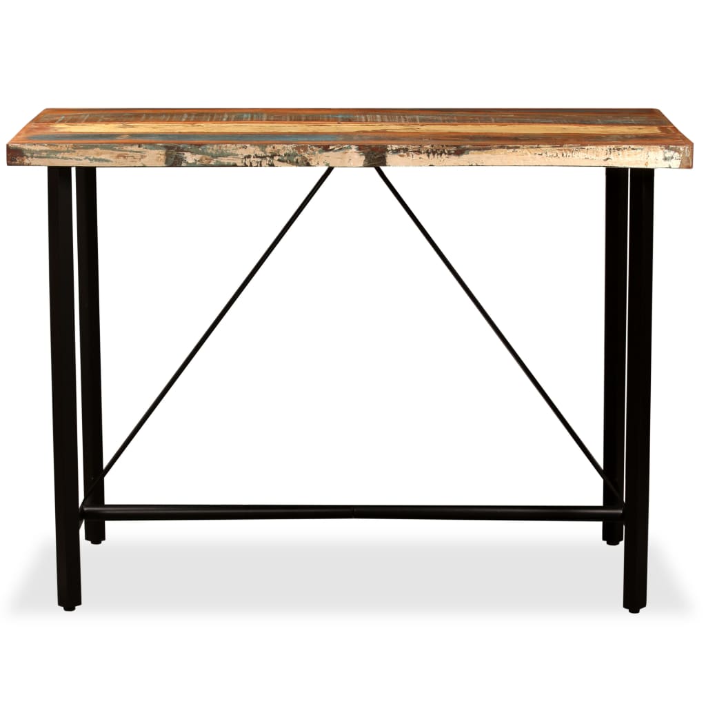 Mesa de bar em madeira reciclada maciça 120x60x107 cm