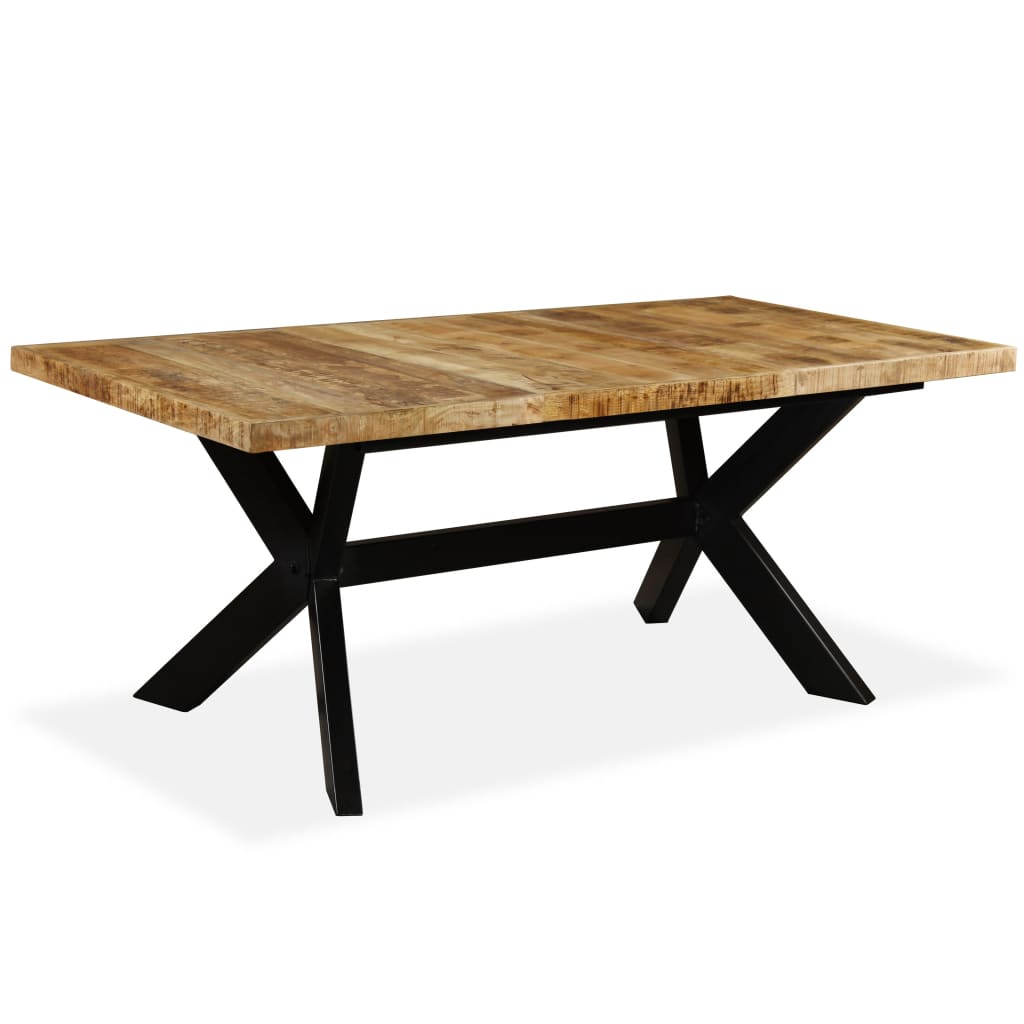 Mesa de jantar madeira de mangueira maciça + aço em cruz 180 cm