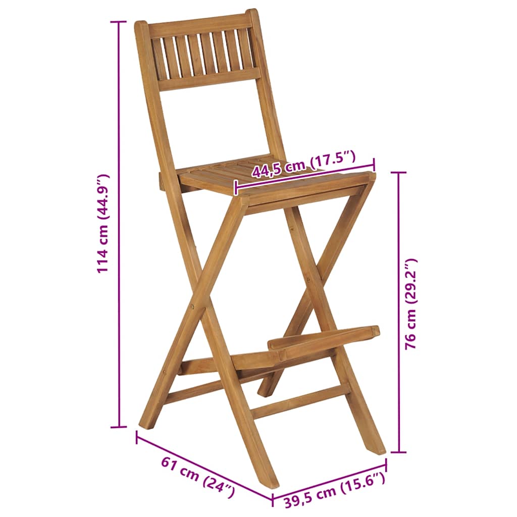 Bancos de bar exterior dobráveis 2 pcs madeira teca maciça