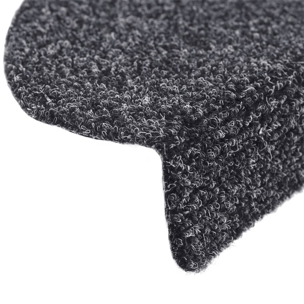 Tapetes de escada autoadesivos 15 peças 56x17x3 cm cinza escuro semicircular