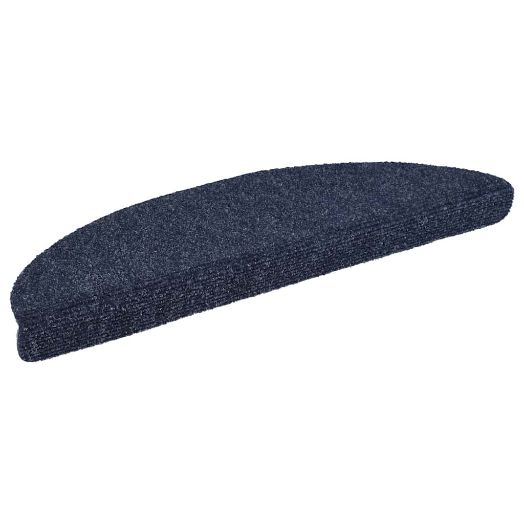 Tapetes de escada autoadesivos 15 peças 56x17x3 cm azul semicircular