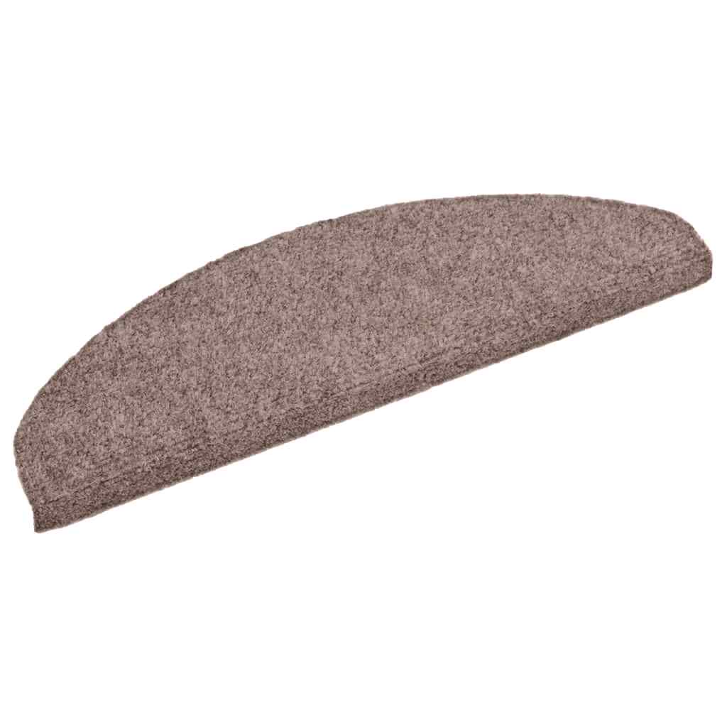 Tapetes de escada autoadesivos 15 peças 65x21x4 cm marrom claro meia-lua grande
