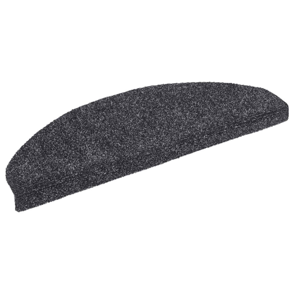 Tapetes de escada autoadesivos 15 peças 65x21x4 cm cinza escuro semicircular grande