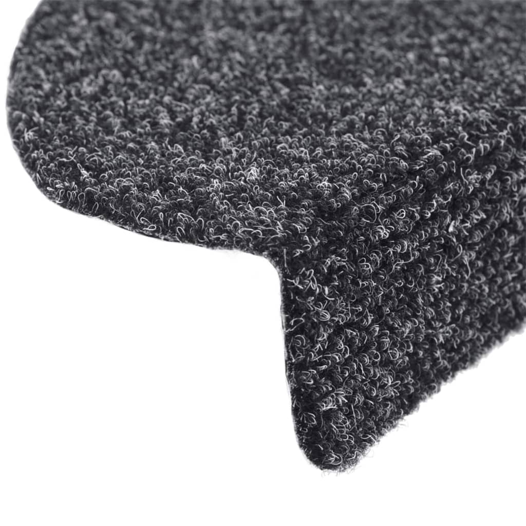 Tapetes de escada autoadesivos 15 peças 65x21x4 cm cinza escuro semicircular grande