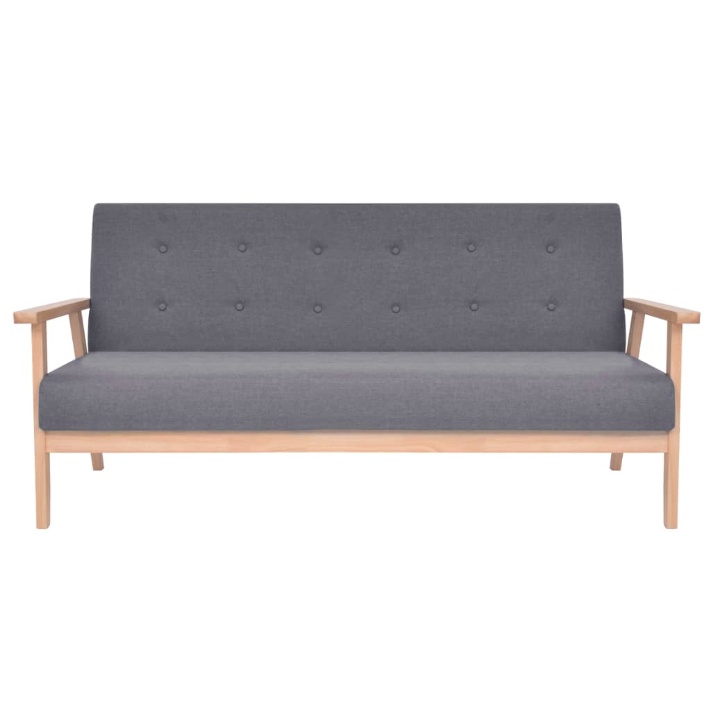 Conjunto de sofás 3 pcs tecido cinzento escuro
