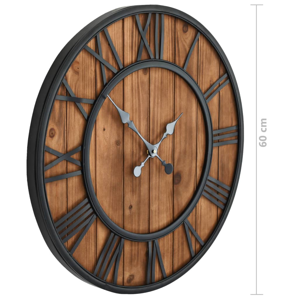 Relógio de parede c/ movimento quartzo madeira e metal 60cm XXL