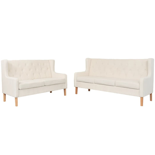 Conjunto de sofás 2 pcs tecido branco nata