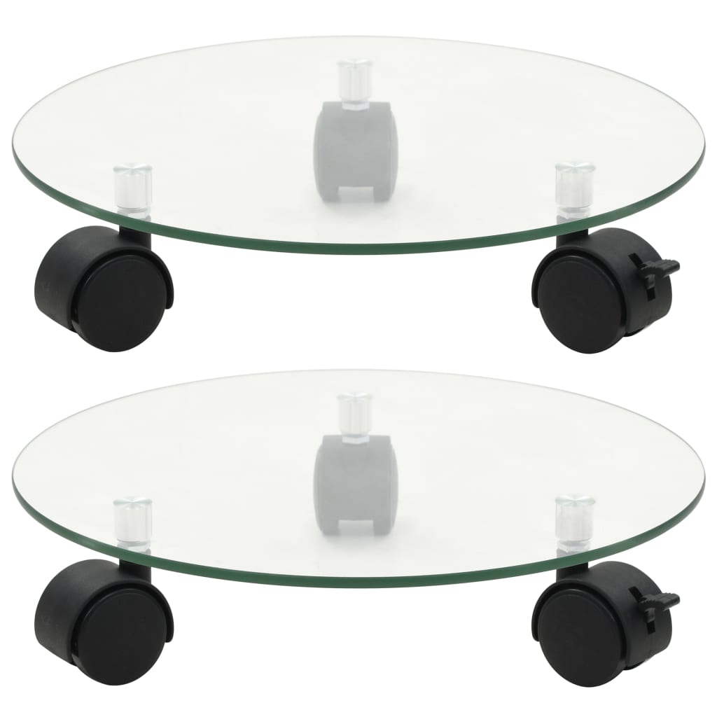 Bases com rodas p/ vasos 2 pcs vidro temperado 28 cm redondo