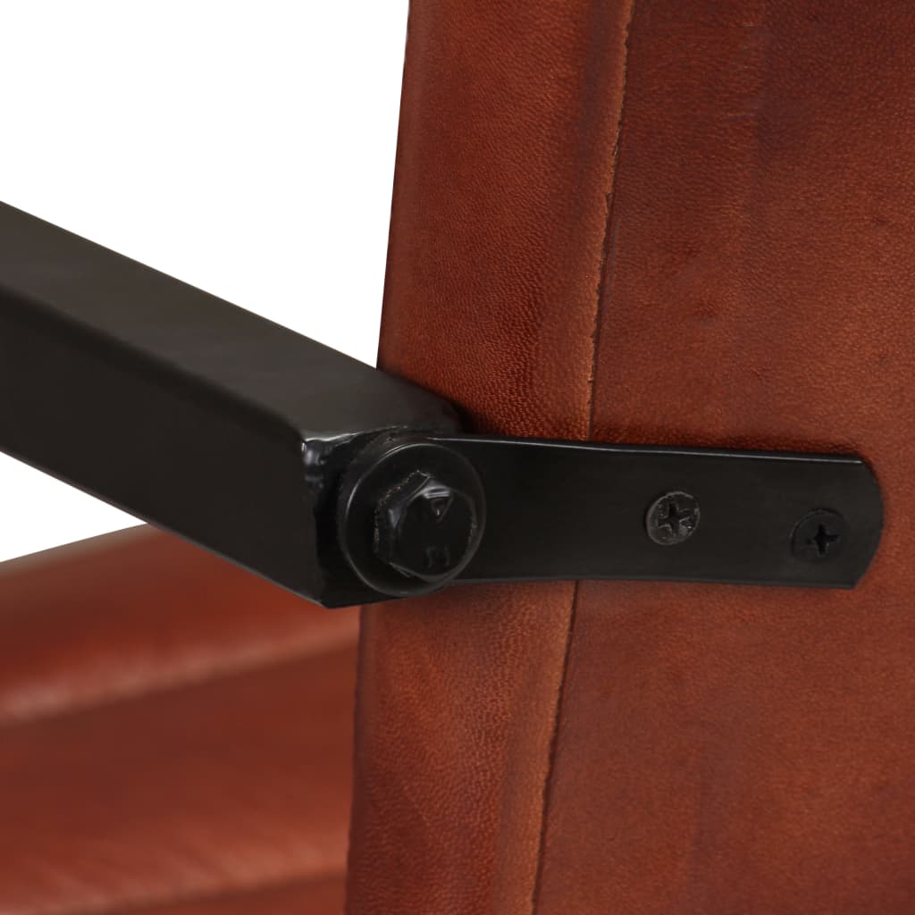 Cadeiras de jantar 2 pcs couro genuíno castanho