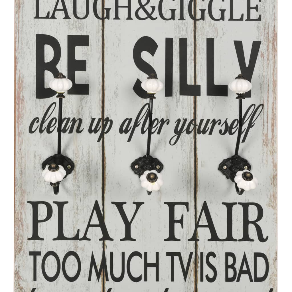 Bengaleiro de parede com 6 ganchos 120x40 cm THANK YOU