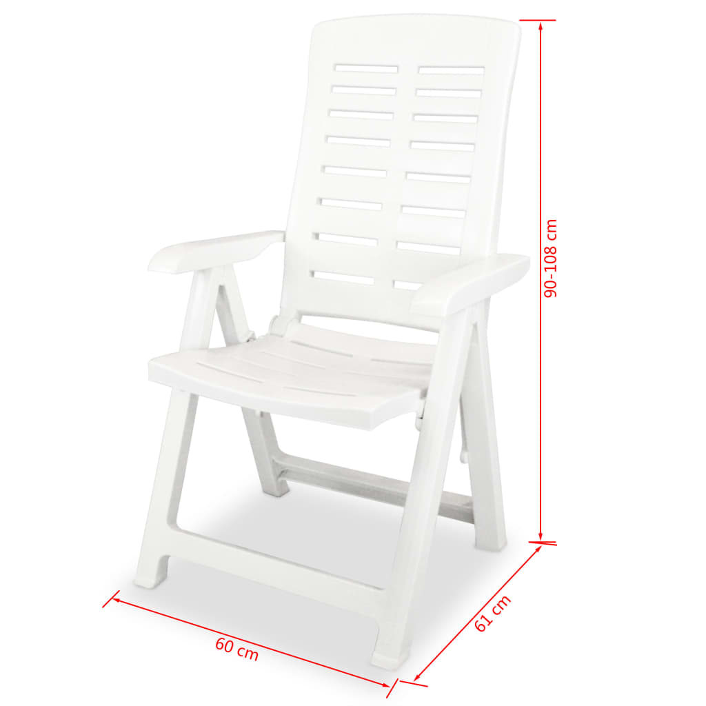 Cadeiras de jardim reclináveis 2 pcs plástico branco