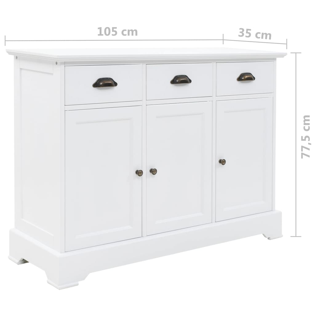 Aparador com 3 portas em MDF e madeira de pinho 105x35x77,5 cm