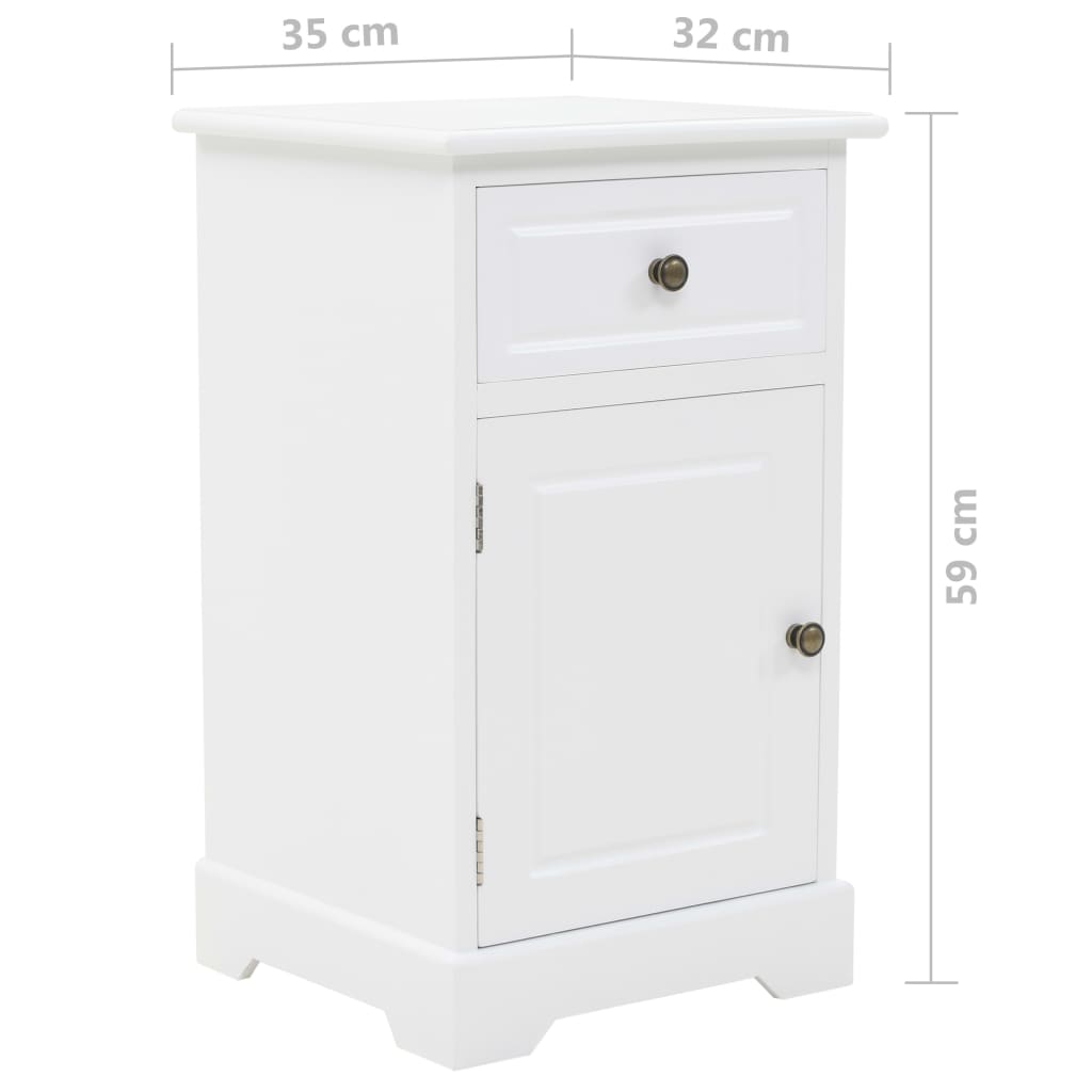 Mesa de cabeceira em MDF e madeira de pinho 35x32x59 cm
