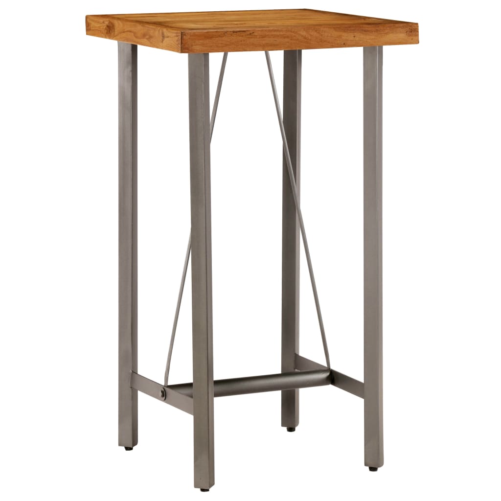 Mesa de bar em madeira de teca recuperada maciça 60x60x107 cm