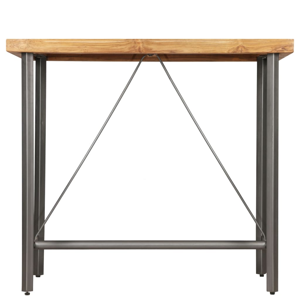 Mesa de bar em madeira de teca recuperada maciça 120x58x106 cm