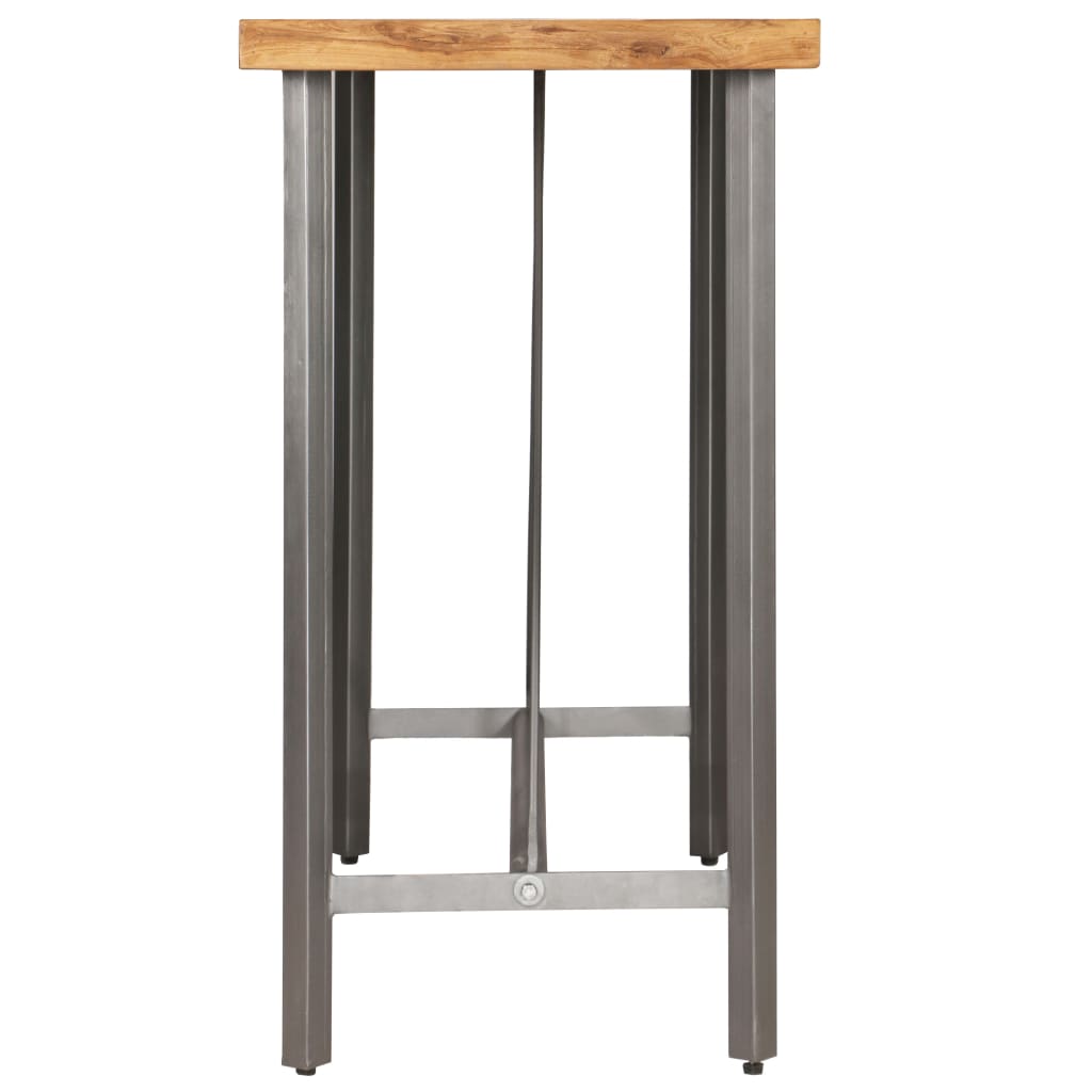 Mesa de bar em madeira de teca recuperada maciça 120x58x106 cm