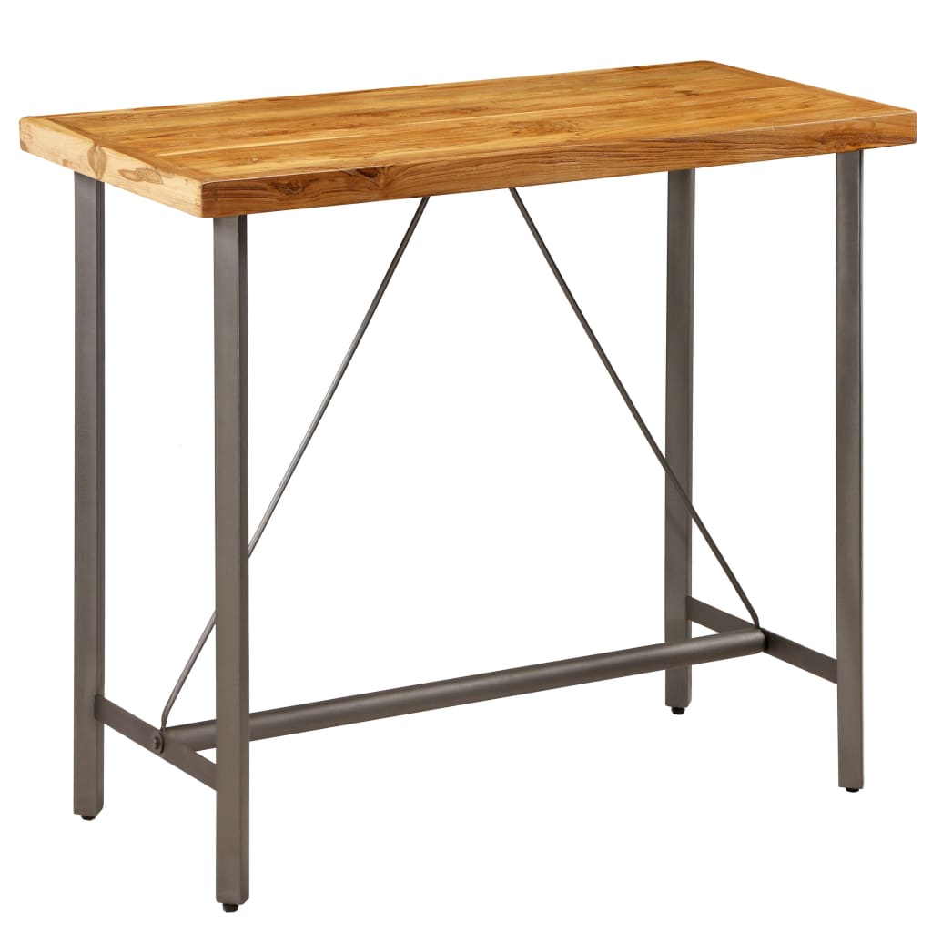 Mesa de bar em madeira de teca recuperada maciça 120x58x106 cm