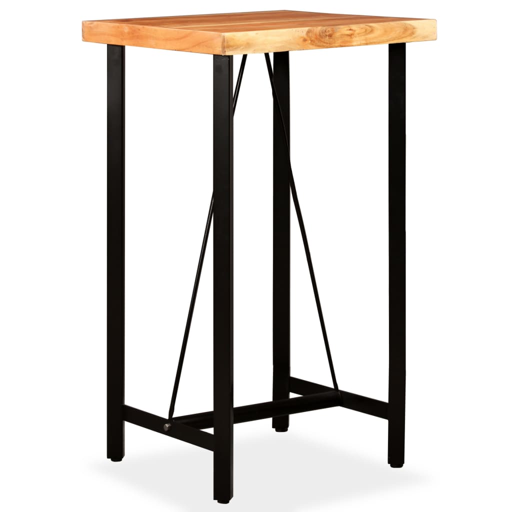 Conjunto bar 3 pcs madeira acácia maciça couro genuíno e lona