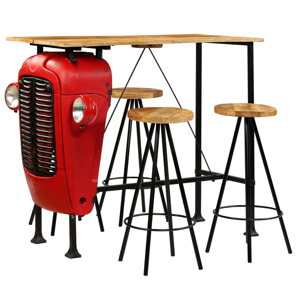 Conjunto de bar 5 pcs madeira de mangueira maciça 120x60x107 cm
